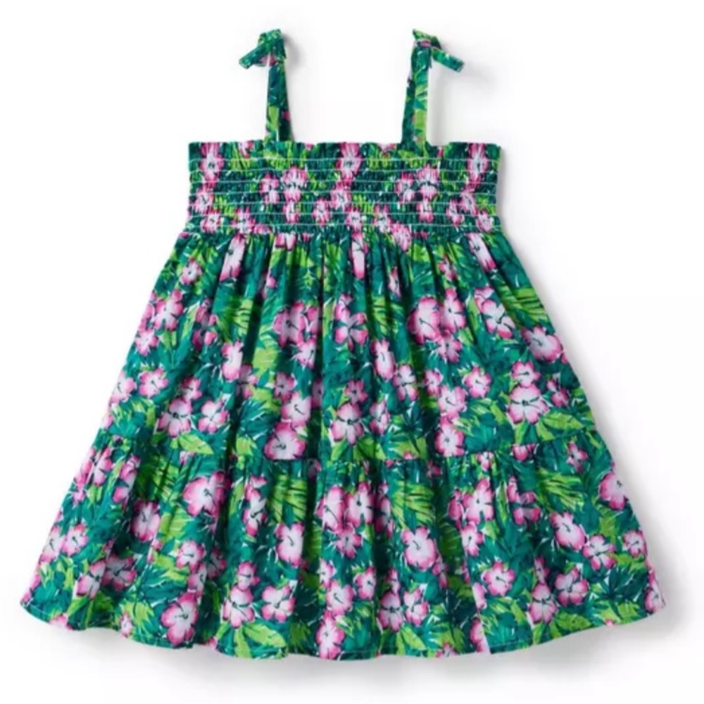 Janie and Jack girl THE LEILANI HIBISCUS SMOCKED SUNDRESS size 8 - Picture 2 of 9